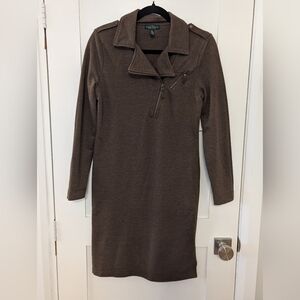 Lauren Ralph Lauren Brown Asymmetrical Zip Sweater Dress